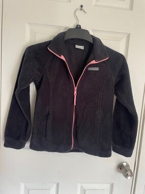 Columbia Black Fleece Jacket with Pink Trim